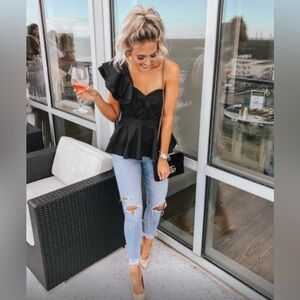 endless rose- Asymmetrical Bustier Top